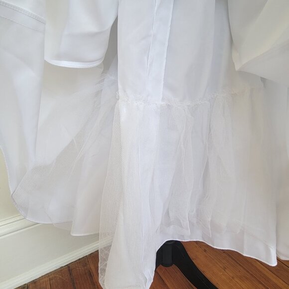 DB Tea-Length A-Line Dress Size 8/9- Elegant White Sleeveless Dress W/Pockets - Picture 6 of 8